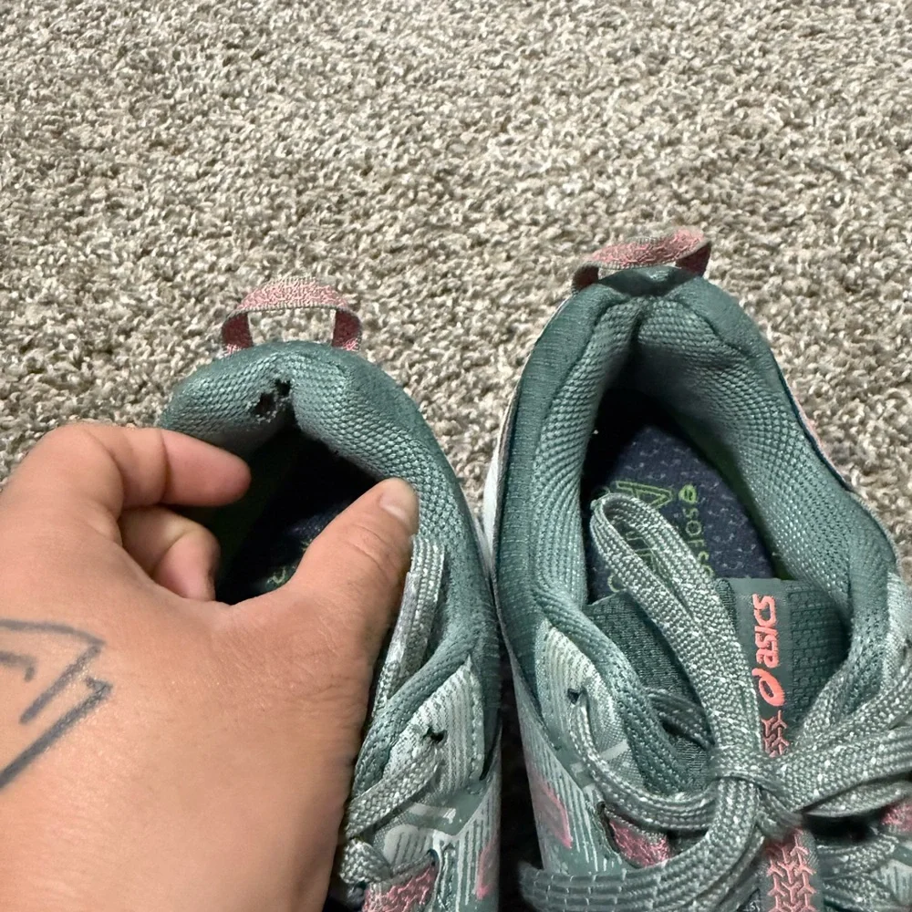 Asics gel-venture 9 Women's Trail Running Shoes - Olive Green with  Coral - Picture 6 of 8